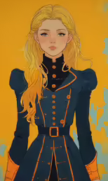 a cartoon character is standing in a blue dress