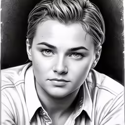 a pencil drawing of a male with long hair