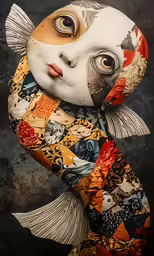 a colorful art piece of a fish