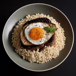 a bowl with food on top of it