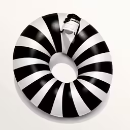a white and black spiral object with a small camera