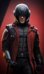 a man dressed in costume and wearing a helmet
