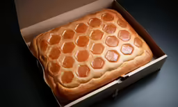 the pancake is sitting in the box ready to be eaten