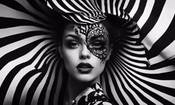 black and white photograph of a woman with makeup