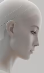 a robot head has a silver wire on it