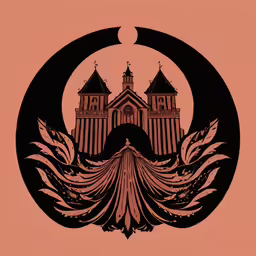 a picture of a church with a crescent on it