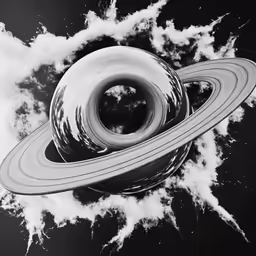 a drawing of saturn and its rings in the sky