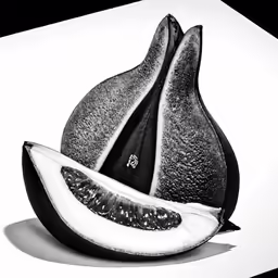 a black and white photo of a dragon fruit
