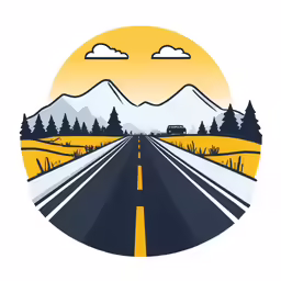the highway to nowhere in an orange and white circle