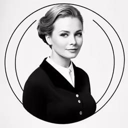 the black and white picture of woman with the circular frame