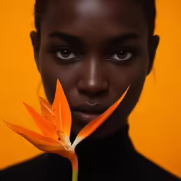 an image of a woman with the face and flower on her nose