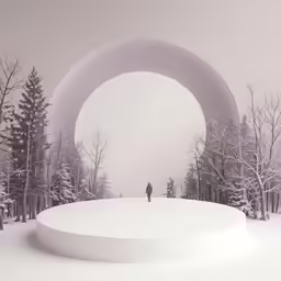 there is a man walking down the snowy road