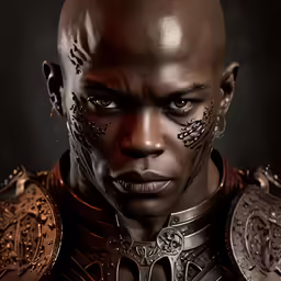 a man with his face painted like he has armor