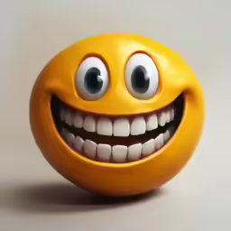 a plastic ball with big eyes and smiling mouth
