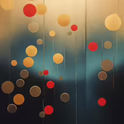 large circle paintings on a piece of paper with gold, red and grey colors