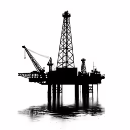 an oil rig is silhouetted against a white background