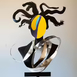 a close up of a sculpture made with metal
