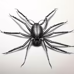 the black widow spider is standing up
