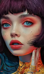 a very cute woman with very bright blue eyes