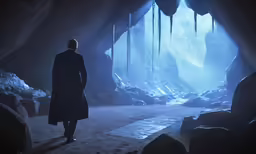 a man standing in an indoor cave