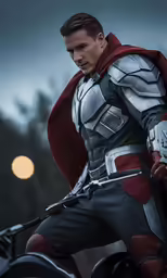 a man dressed in a costume and holding a sword