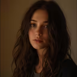 a young woman looks straight ahead while standing