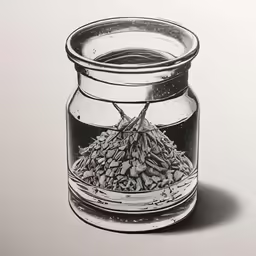 a jar with beans and water inside