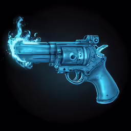 a blue gun that is sitting on top of a black background