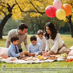 there are parents and children gathered in the park