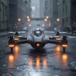 a small toy sized vehicle is in the middle of an empty street