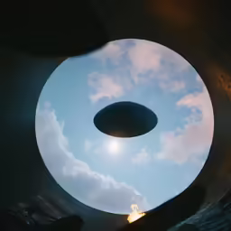 a large object in the middle of a circular hole