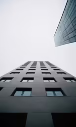 looking up at the side of a high rise building