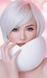 a woman with blonde hair is holding onto the camera