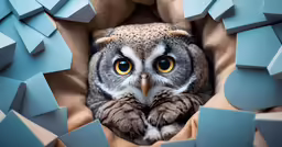 a very cute owl with big yellow eyes