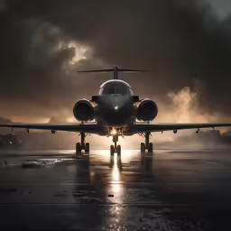 a jet airplane that is standing on the runway