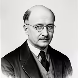 a black and white portrait of an old man in a suit