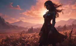 a woman in a field in a sci - fic movie