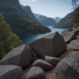 rocks and boulders are around a scenic overlook