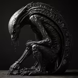 a sculpture made out of an alien looking body