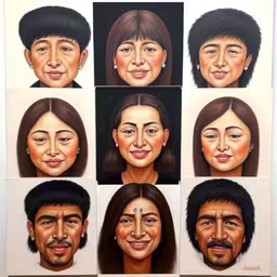 nine portraits of a smiling woman and a man,this is a portrait of many women and men,portraits in several different ways of being self - taught,a group of different pictures of different faces,multiple portraits of different people with facial expressions