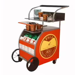an orange and grey portable ice cream vendor