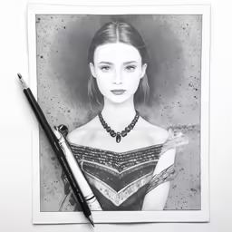 a drawing of a woman is shown next to a marker