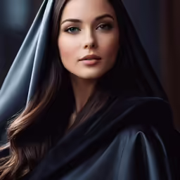a beautiful young lady wearing a black shawl
