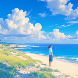a man standing on the beach next to the ocean