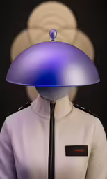 a mannequin with a purple dome sitting on it