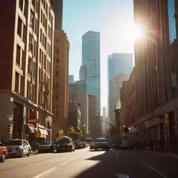 traffic on an empty street in a city