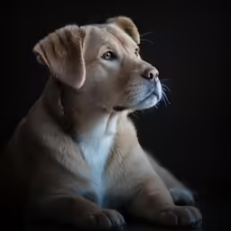 the dog is posing for a picture with his head up