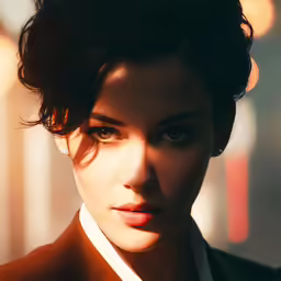 a woman with black hair and brown eyes posing