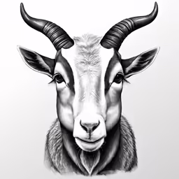 a goat with long horns on its head