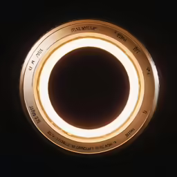 the lights inside the circular light ring are illuminated